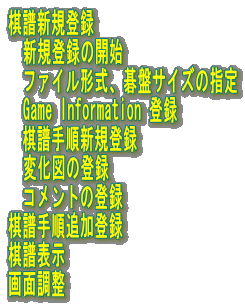 VKo^   VKo^̊Jn @t@C`AՃTCY̎w   Game Information o^ @菇VKo^   ω}̓o^ @Rg̓o^ 菇ǉo^ \ ʒ 